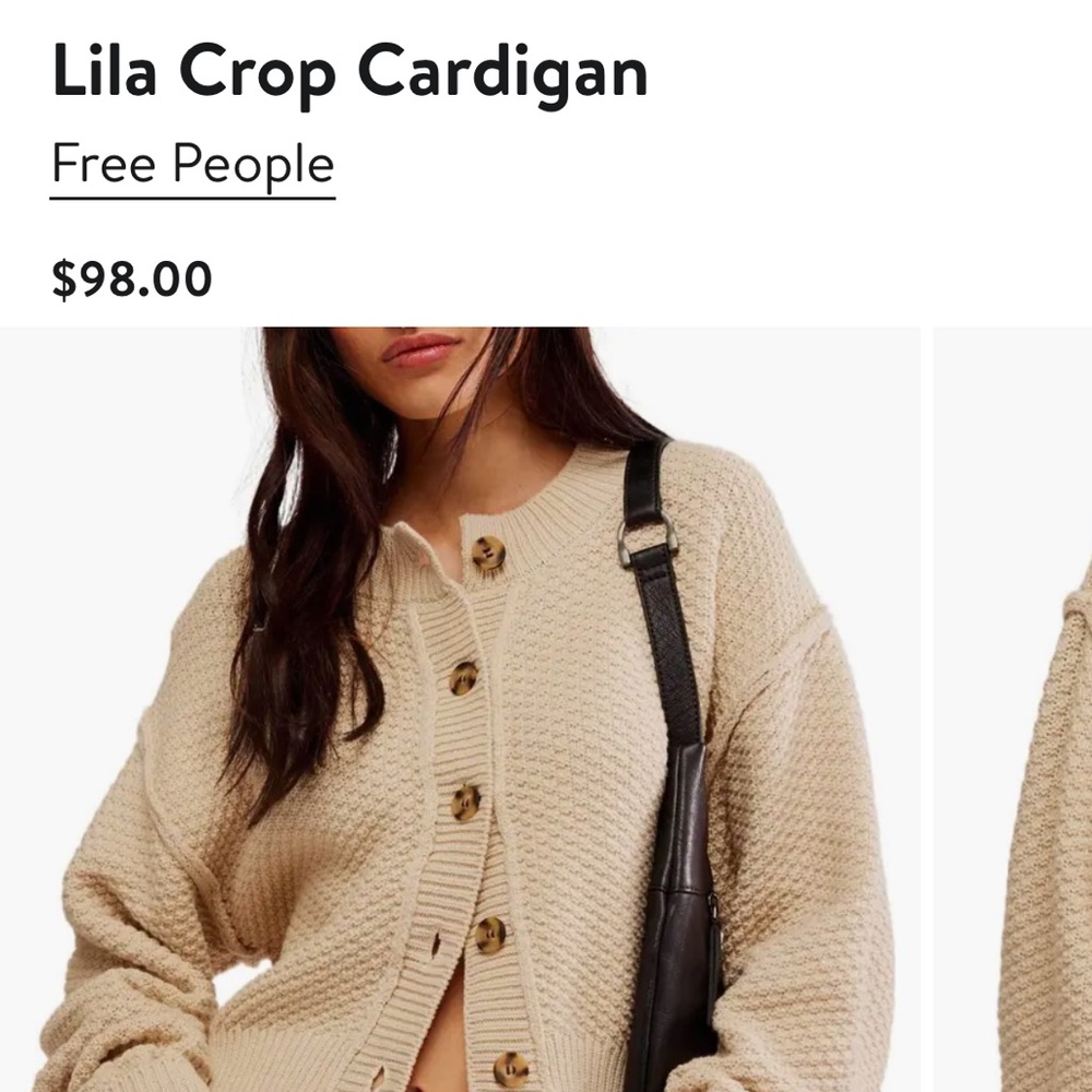 Free People Lila crop cardigan  Beige Sweater